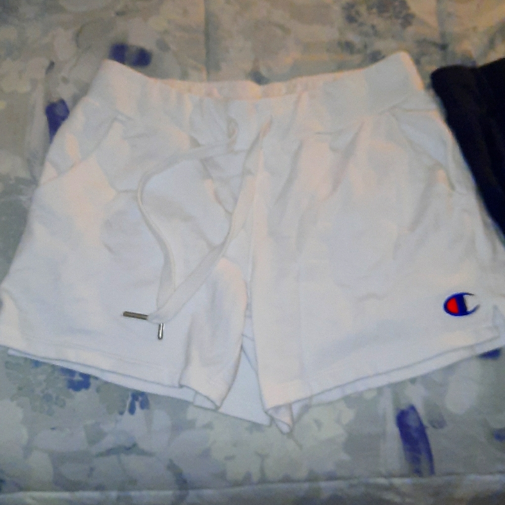 White + Navy Blue Champion Shorts